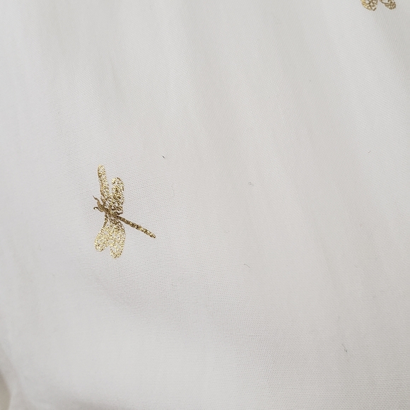 Gold Dragonfly White Tunic Top Blouse - Picture 3 of 4